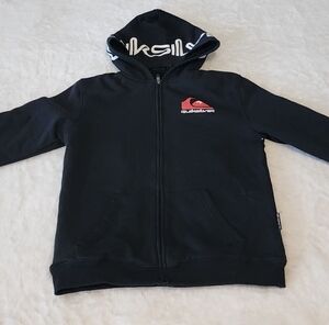 Youth Quiksilver Zip Front Sherpa Lined Fleece Hoodie Size Medium 10/12
